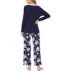 GYS Bamboo Viscose Cooling Long Sleeve Pajamas for Women | Soft Pjs Set, Moisture-Wicking Sleepwear for Night Sweats & Hot Flashes, Breathable, Lounge Sets, Cozy Jammies(B- Navy/ Peony)
