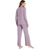 GYS Bamboo Viscose Cooling Long Sleeve Pajamas for Women | Soft Pjs Set, Moisture-Wicking Sleepwear for Night Sweats & Hot Flashes, Breathable, Lounge Sets, Cozy Jammies(B- Violet)