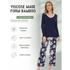 GYS Bamboo Viscose Cooling Long Sleeve Pajamas for Women | Soft Pjs Set, Moisture-Wicking Sleepwear for Night Sweats & Hot Flashes, Breathable, Lounge Sets, Cozy Jammies(B- Navy/ Peony)