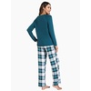 GYS Bamboo Viscose Cooling Long Sleeve Pajamas for Women | Soft Pjs Set, Moisture-Wicking Sleepwear for Night Sweats & Hot Flashes, Breathable, Lounge Sets, Cozy Jammies(A- White Green Plaid)