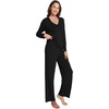 GYS Bamboo Viscose Cooling Long Sleeve Pajamas for Women | Soft Pjs Set, Moisture-Wicking Sleepwear for Night Sweats & Hot Flashes, Breathable, Lounge Sets, Cozy Jammies(B- Black)