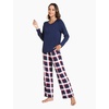 GYS Bamboo Viscose Cooling Long Sleeve Pajamas for Women | Soft Pjs Set, Moisture-Wicking Sleepwear for Night Sweats & Hot Flashes, Breathable, Lounge Sets, Cozy Jammies(A- Navy Red Plaid)