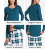 GYS Bamboo Viscose Cooling Long Sleeve Pajamas for Women | Soft Pjs Set, Moisture-Wicking Sleepwear for Night Sweats & Hot Flashes, Breathable, Lounge Sets, Cozy Jammies(A- White Green Plaid)