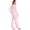 GYS Bamboo Viscose Cooling Long Sleeve Pajamas for Women | Soft Pjs Set, Moisture-Wicking Sleepwear for Night Sweats & Hot Flashes, Breathable, Lounge Sets, Cozy Jammies(B- Pink)