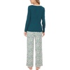GYS Bamboo Viscose Cooling Long Sleeve Pajamas for Women | Soft Pjs Set, Moisture-Wicking Sleepwear for Night Sweats & Hot Flashes, Breathable, Lounge Sets, Cozy Jammies(B- Green/ Leopard)
