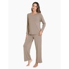 GYS Bamboo Viscose Cooling Long Sleeve Pajamas for Women | Soft Pjs Set, Moisture-Wicking Sleepwear for Night Sweats & Hot Flashes, Breathable, Lounge Sets, Cozy Jammies(A- Camel)