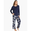 GYS Bamboo Viscose Cooling Long Sleeve Pajamas for Women | Soft Pjs Set, Moisture-Wicking Sleepwear for Night Sweats & Hot Flashes, Breathable, Lounge Sets, Cozy Jammies(A- Navy)