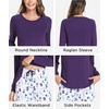 GYS Bamboo Viscose Cooling Long Sleeve Pajamas for Women | Soft Pjs Set, Moisture-Wicking Sleepwear for Night Sweats & Hot Flashes, Breathable, Lounge Sets, Cozy Jammies(A- Purple Dots)