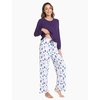 GYS Bamboo Viscose Cooling Long Sleeve Pajamas for Women | Soft Pjs Set, Moisture-Wicking Sleepwear for Night Sweats & Hot Flashes, Breathable, Lounge Sets, Cozy Jammies(A- Purple Dots)