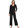 GYS Bamboo Viscose Cooling Long Sleeve Pajamas for Women | Soft Pjs Set, Moisture-Wicking Sleepwear for Night Sweats & Hot Flashes, Breathable, Lounge Sets, Cozy Jammies(B- Black)