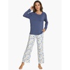 GYS Bamboo Viscose Cooling Long Sleeve Pajamas for Women | Soft Pjs Set, Moisture-Wicking Sleepwear for Night Sweats & Hot Flashes, Breathable, Lounge Sets, Cozy Jammies(A- Indigo Blue)