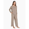 GYS Bamboo Viscose Cooling Long Sleeve Pajamas for Women | Soft Pjs Set, Moisture-Wicking Sleepwear for Night Sweats & Hot Flashes, Breathable, Lounge Sets, Cozy Jammies(A- Camel)