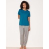 GYS Bamboo Viscose Cooling Pajama Tops for Women Short Sleeve Sleep T-Shirt | Buttery Soft, Lightweight Pj Shirt, Moisture Wicking for Hot Flashes & Night Sweats, Crew Neck Tee, Stretchy(Teal Blue)