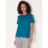 GYS Bamboo Viscose Cooling Pajama Tops for Women Short Sleeve Sleep T-Shirt | Buttery Soft, Lightweight Pj Shirt, Moisture Wicking for Hot Flashes & Night Sweats, Crew Neck Tee, Stretchy(Teal Blue)