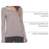 GYS Bamboo Viscose Long Sleeve Pajama Tops for Women | Lightweight Pj Top, Super Soft, Crew Neck T-Shirts, Base Layer Tees, Moisture Wicking, Cooling for Hot Flashes, Stretchy(Style a – Taupe)