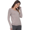 GYS Bamboo Viscose Long Sleeve Pajama Tops for Women | Lightweight Pj Top, Super Soft, Crew Neck T-Shirts, Base Layer Tees, Moisture Wicking, Cooling for Hot Flashes, Stretchy(Style a – Taupe)