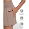 GYS Bamboo Viscose Pajama Shorts for Women, Ultra-Soft Comfy Lounge Shorts | High Waist Micro Sleep Shorts, Smocked Waist, Stretchy, Lightweight, Moisture-Wicking(Camel)