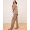 GYS Bamboo Viscose Pajamas for Women Set, Long Sleeve Crew Neck Sleepwear | Ultra-Soft PJs Set with Pockets, Moisture-Wicking, Breathable, Comfy, Stretchy, Night Sweats, Hot Sleepers(Camel)
