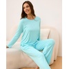 GYS Bamboo Viscose Pajamas for Women Set, Long Sleeve Crew Neck Sleepwear | Ultra-Soft PJs Set with Pockets, Moisture-Wicking, Breathable, Comfy, Stretchy, Night Sweats, Hot Sleepers(Aqua)