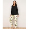 GYS Bamboo Viscose Pajamas for Women Set, Long Sleeve Crew Neck Sleepwear | Ultra-Soft PJs Set with Pockets, Moisture-Wicking, Breathable, Comfy, Stretchy, Night Sweats, Hot Sleepers(Black/Cactus)