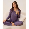 GYS Bamboo Viscose Pajamas for Women Set, Long Sleeve Crew Neck Sleepwear | Ultra-Soft PJs Set with Pockets, Moisture-Wicking, Breathable, Comfy, Stretchy, Night Sweats, Hot Sleepers(Air Purple)