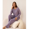 GYS Bamboo Viscose Pajamas for Women Set, Long Sleeve Crew Neck Sleepwear | Ultra-Soft PJs Set with Pockets, Moisture-Wicking, Breathable, Comfy, Stretchy, Night Sweats, Hot Sleepers(Violet)