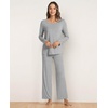 GYS Bamboo Viscose Pajamas for Women Set, Long Sleeve Crew Neck Sleepwear | Ultra-Soft PJs Set with Pockets, Moisture-Wicking, Breathable, Comfy, Stretchy, Night Sweats, Hot Sleepers(Heather Grey)