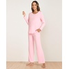 GYS Bamboo Viscose Pajamas for Women Set, Long Sleeve Crew Neck Sleepwear | Ultra-Soft PJs Set with Pockets, Moisture-Wicking, Breathable, Comfy, Stretchy, Night Sweats, Hot Sleepers(Pink)