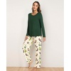 GYS Bamboo Viscose Pajamas for Women Set, Long Sleeve Crew Neck Sleepwear | Ultra-Soft PJs Set with Pockets, Moisture-Wicking, Breathable, Comfy, Stretchy, Night Sweats, Hot Sleepers(Dark Green/Cactus)