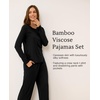 GYS Bamboo Viscose Pajamas for Women Set, Long Sleeve Crew Neck Sleepwear | Ultra-Soft PJs Set with Pockets, Moisture-Wicking, Breathable, Comfy, Stretchy, Night Sweats, Hot Sleepers(Black)
