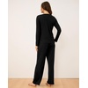 GYS Bamboo Viscose Pajamas for Women Set, Long Sleeve Crew Neck Sleepwear | Ultra-Soft PJs Set with Pockets, Moisture-Wicking, Breathable, Comfy, Stretchy, Night Sweats, Hot Sleepers(Black)