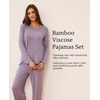 GYS Bamboo Viscose Pajamas for Women Set, Long Sleeve Crew Neck Sleepwear | Ultra-Soft PJs Set with Pockets, Moisture-Wicking, Breathable, Comfy, Stretchy, Night Sweats, Hot Sleepers(Violet)