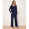 GYS Bamboo Viscose Pajamas for Women Set, Long Sleeve Crew Neck Sleepwear | Ultra-Soft PJs Set with Pockets, Moisture-Wicking, Breathable, Comfy, Stretchy, Night Sweats, Hot Sleepers(Navy)