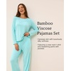 GYS Bamboo Viscose Pajamas for Women Set, Long Sleeve Crew Neck Sleepwear | Ultra-Soft PJs Set with Pockets, Moisture-Wicking, Breathable, Comfy, Stretchy, Night Sweats, Hot Sleepers(Aqua)
