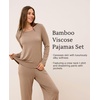 GYS Bamboo Viscose Pajamas for Women Set, Long Sleeve Crew Neck Sleepwear | Ultra-Soft PJs Set with Pockets, Moisture-Wicking, Breathable, Comfy, Stretchy, Night Sweats, Hot Sleepers(Camel)