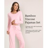 GYS Bamboo Viscose Pajamas for Women Set, Long Sleeve Crew Neck Sleepwear | Ultra-Soft PJs Set with Pockets, Moisture-Wicking, Breathable, Comfy, Stretchy, Night Sweats, Hot Sleepers(Pink)