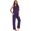 GYS Bamboo Viscose Pajamas for Women Set, Sleeveless Lightweight Sleepwear | Moisture-Wicking PJs Set, Ultra-Soft, Soft Tank and Drawstring Pants Set, Hot Sleepers, Night Sweats(Purple)