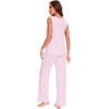 GYS Bamboo Viscose Pajamas for Women Set, Sleeveless Lightweight Sleepwear | Moisture-Wicking PJs Set, Ultra-Soft, Soft Tank and Drawstring Pants Set, Hot Sleepers, Night Sweats(Pink)