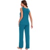 GYS Bamboo Viscose Pajamas for Women Set, Sleeveless Lightweight Sleepwear | Moisture-Wicking PJs Set, Ultra-Soft, Soft Tank and Drawstring Pants Set, Hot Sleepers, Night Sweats(Teal Blue)