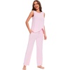 GYS Bamboo Viscose Pajamas for Women Set, Sleeveless Lightweight Sleepwear | Moisture-Wicking PJs Set, Ultra-Soft, Soft Tank and Drawstring Pants Set, Hot Sleepers, Night Sweats(Pink)