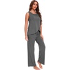 GYS Bamboo Viscose Pajamas for Women Set, Sleeveless Lightweight Sleepwear | Moisture-Wicking PJs Set, Ultra-Soft, Soft Tank and Drawstring Pants Set, Hot Sleepers, Night Sweats(Dark Heather Grey)