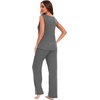 GYS Bamboo Viscose Pajamas for Women Set, Sleeveless Lightweight Sleepwear | Moisture-Wicking PJs Set, Ultra-Soft, Soft Tank and Drawstring Pants Set, Hot Sleepers, Night Sweats(Dark Heather Grey)