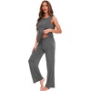 GYS Bamboo Viscose Pajamas for Women Set, Sleeveless Lightweight Sleepwear | Moisture-Wicking PJs Set, Ultra-Soft, Soft Tank and Drawstring Pants Set, Hot Sleepers, Night Sweats(Dark Heather Grey)