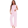 GYS Bamboo Viscose Pajamas for Women Set, Sleeveless Lightweight Sleepwear | Moisture-Wicking PJs Set, Ultra-Soft, Soft Tank and Drawstring Pants Set, Hot Sleepers, Night Sweats(Pink)