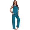 GYS Bamboo Viscose Pajamas for Women Set, Sleeveless Lightweight Sleepwear | Moisture-Wicking PJs Set, Ultra-Soft, Soft Tank and Drawstring Pants Set, Hot Sleepers, Night Sweats(Teal Blue)
