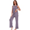 GYS Bamboo Viscose Pajamas for Women Set, Sleeveless Lightweight Sleepwear | Moisture-Wicking PJs Set, Ultra-Soft, Soft Tank and Drawstring Pants Set, Hot Sleepers, Night Sweats(Violet)