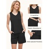 GYS Bamboo Viscose Pajamas for Women Set, Sleeveless Summer Sleepwear | Lightweight PJs Set, Ultra-Soft Tank Top and Shorts Set, Cooling, Moisture-Wicking, Comfy(Black)