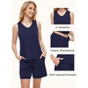 GYS Bamboo Viscose Pajamas for Women Set, Sleeveless Summer Sleepwear | Lightweight PJs Set, Ultra-Soft Tank Top and Shorts Set, Cooling, Moisture-Wicking, Comfy(Navy)