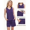 GYS Bamboo Viscose Pajamas for Women Set, Sleeveless Summer Sleepwear | Lightweight PJs Set, Ultra-Soft Tank Top and Shorts Set, Cooling, Moisture-Wicking, Comfy(Purple)