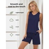 GYS Bamboo Viscose Pajamas for Women Set, Sleeveless Summer Sleepwear | Lightweight PJs Set, Ultra-Soft Tank Top and Shorts Set, Cooling, Moisture-Wicking, Comfy(Navy)